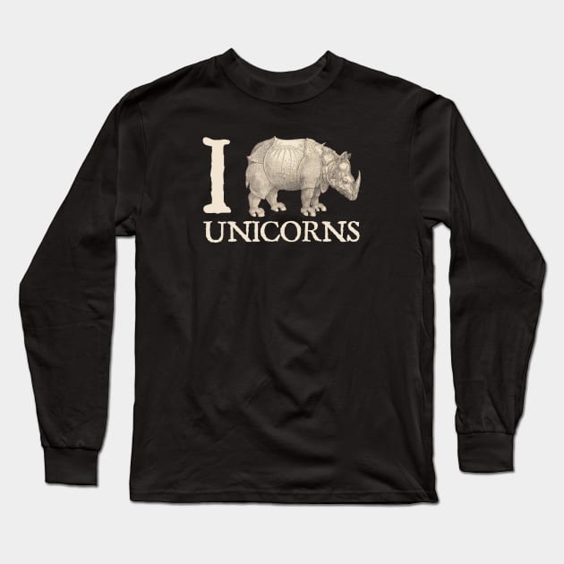 I (Rhino) UNICORNS Long Sleeve T-Shirt by Lemon Creek Press